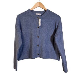 Madewell Clemence Blue Wool Knit Button Up Cropped Cardigan Sweater Top Small